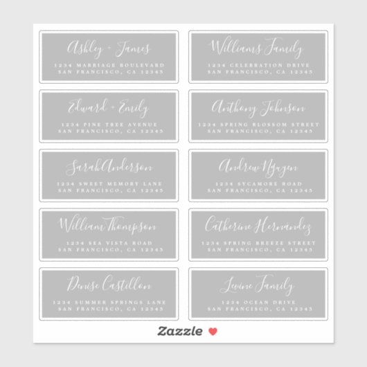 Chic Calligraphy Wedding Guest Address Labels (Blatt)