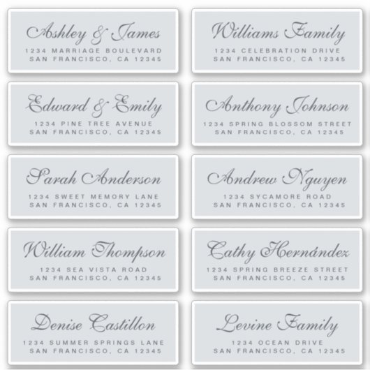Chic Calligraphy Wedding Guest Address Labels (Vorderseite)