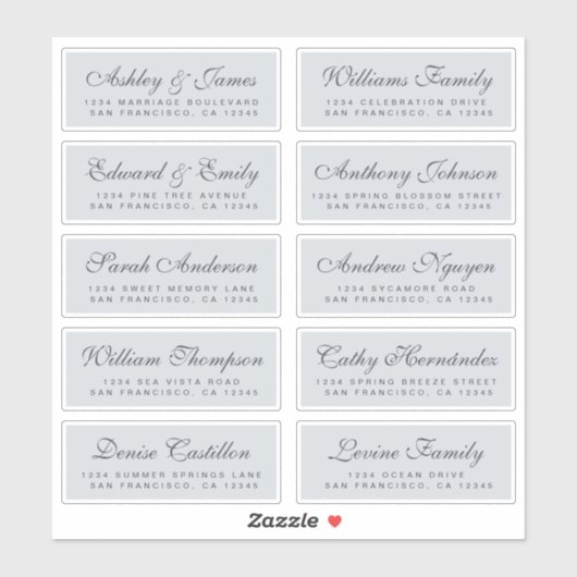Chic Calligraphy Wedding Guest Address Labels (Blatt)