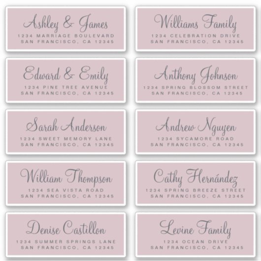 Chic Calligraphy Wedding Guest Address Labels (Vorderseite)