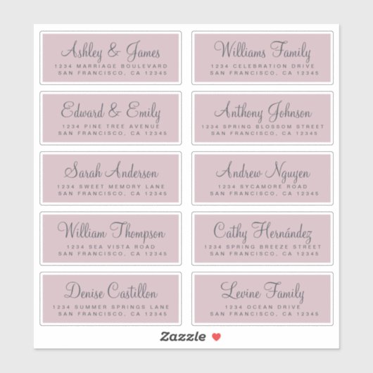 Chic Calligraphy Wedding Guest Address Labels (Blatt)