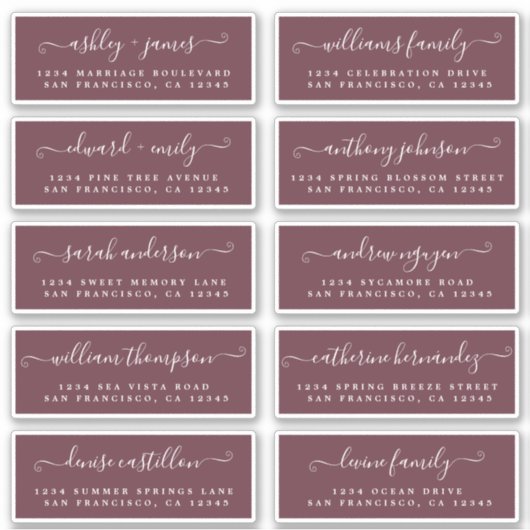 Chic Calligraphy Wedding Guest Address Labels (Vorderseite)