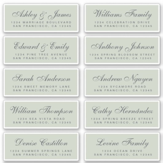 Chic Calligraphy Wedding Guest Address Labels (Vorderseite)