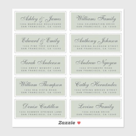 Chic Calligraphy Wedding Guest Address Labels (Blatt)