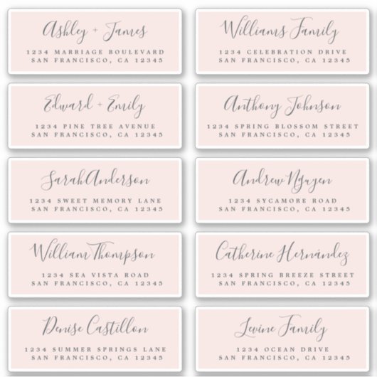 Chic Calligraphy Wedding Guest Address Labels (Vorderseite)
