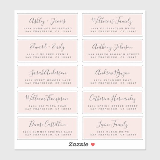 Chic Calligraphy Wedding Guest Address Labels (Blatt)
