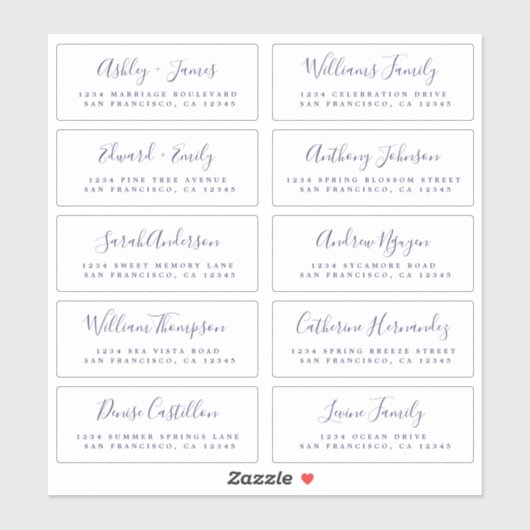 Chic Calligraphy Wedding Guest Address Labels (Blatt)