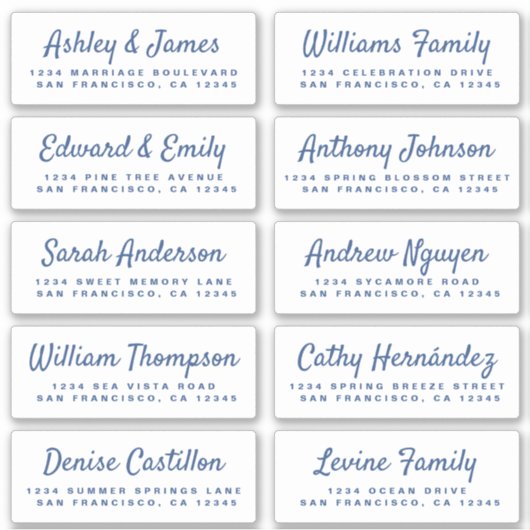 Chic Calligraphy Wedding Guest Address Labels (Vorderseite)
