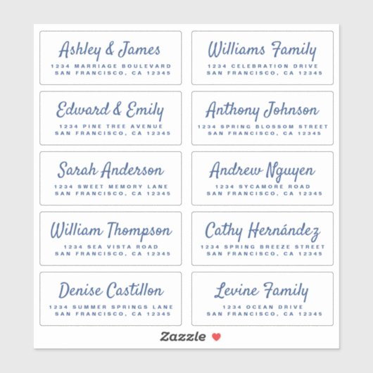 Chic Calligraphy Wedding Guest Address Labels (Blatt)