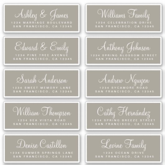 Chic Calligraphy Wedding Guest Address Labels (Vorderseite)