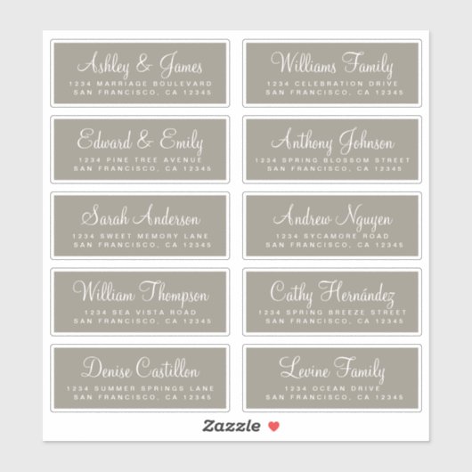 Chic Calligraphy Wedding Guest Address Labels (Blatt)
