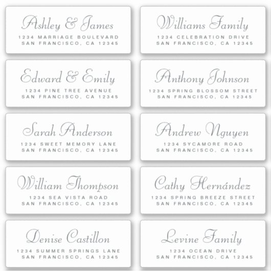 Chic Calligraphy Wedding Guest Address Labels (Vorderseite)