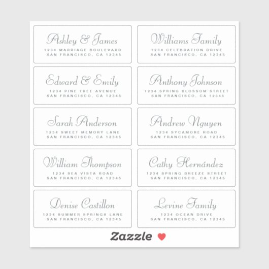 Chic Calligraphy Wedding Guest Address Labels (Blatt)