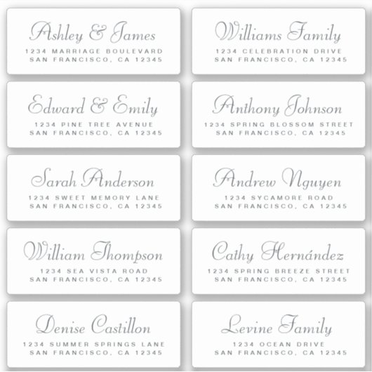 Chic Calligraphy Wedding Guest Address Labels (Vorderseite)