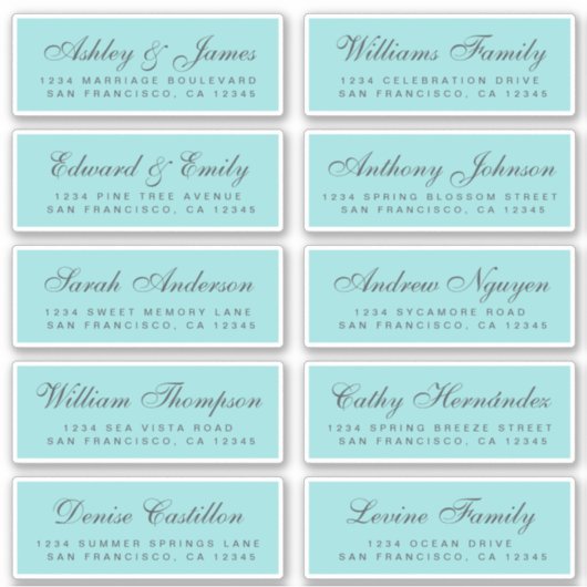 Chic Calligraphy Wedding Guest Address Labels (Vorderseite)