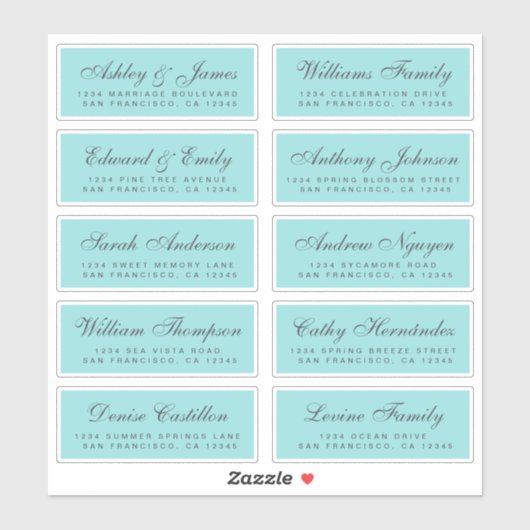 Chic Calligraphy Wedding Guest Address Labels (Blatt)