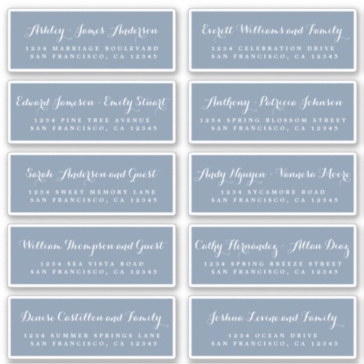 Chic Calligraphy Wedding Guest Address Labels (Vorderseite)