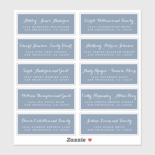 Chic Calligraphy Wedding Guest Address Labels (Blatt)