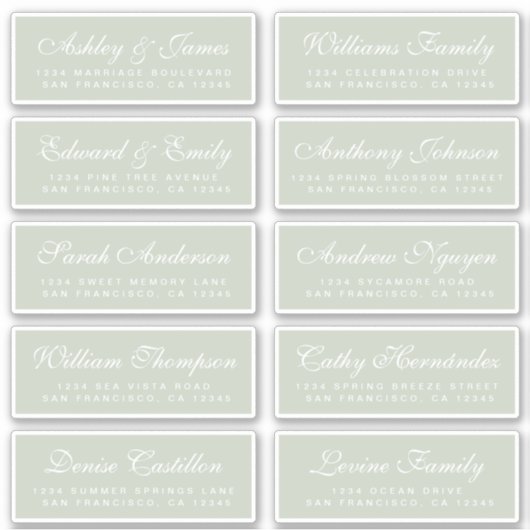 Chic Calligraphy Wedding Guest Address Labels (Vorderseite)