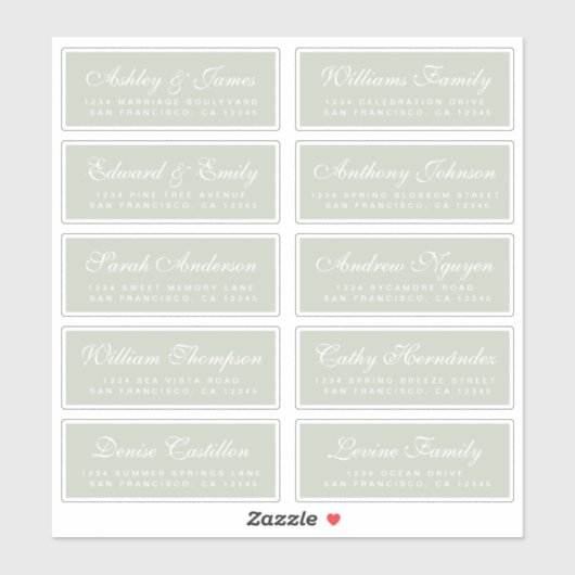 Chic Calligraphy Wedding Guest Address Labels (Blatt)