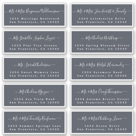 Chic Calligraphy Wedding Guest Address Labels (Vorderseite)