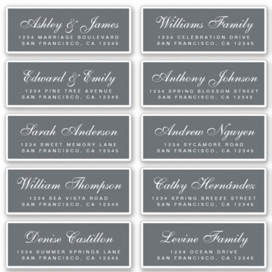 Chic Calligraphy Wedding Guest Address Labels (Vorderseite)
