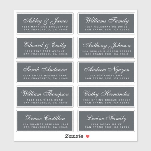 Chic Calligraphy Wedding Guest Address Labels (Blatt)