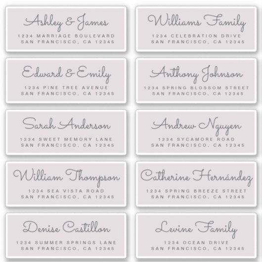 Chic Calligraphy Wedding Guest Address Labels (Vorderseite)