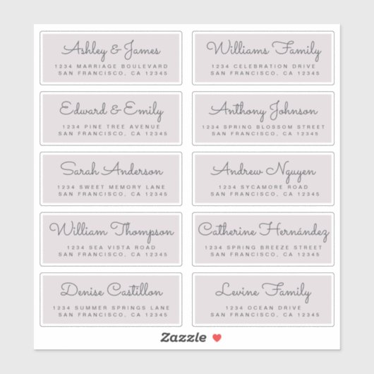 Chic Calligraphy Wedding Guest Address Labels (Blatt)