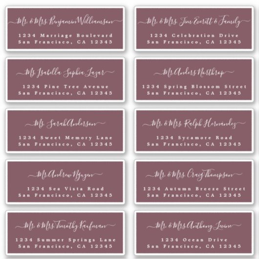 Chic Calligraphy Wedding Guest Address Labels (Vorderseite)