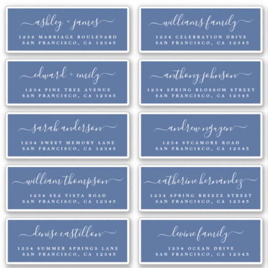 Chic Calligraphy Wedding Guest Address Labels (Vorderseite)