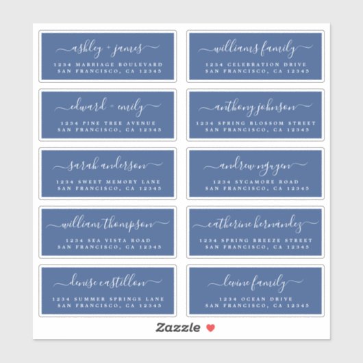 Chic Calligraphy Wedding Guest Address Labels (Blatt)