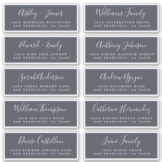 Chic Calligraphy Wedding Guest Address Labels (Vorderseite)