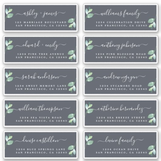 Chic Calligraphy Wedding Guest Address Labels (Vorderseite)