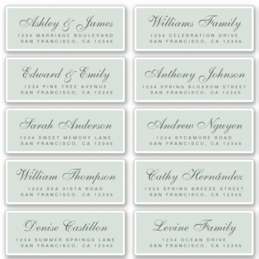 Chic Calligraphy Wedding Guest Address Labels (Vorderseite)