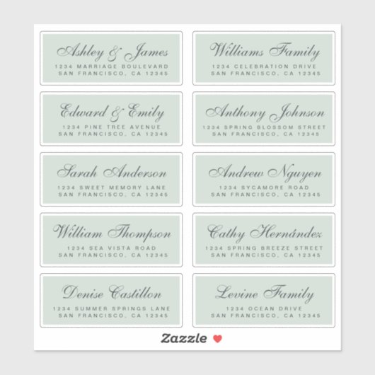 Chic Calligraphy Wedding Guest Address Labels (Blatt)