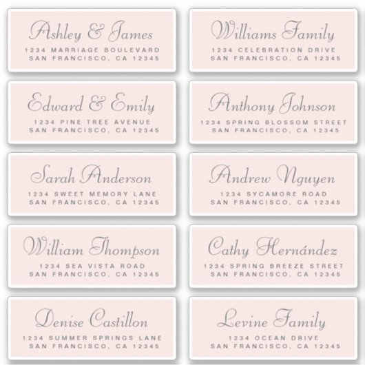 Chic Calligraphy Wedding Guest Address Labels (Vorderseite)
