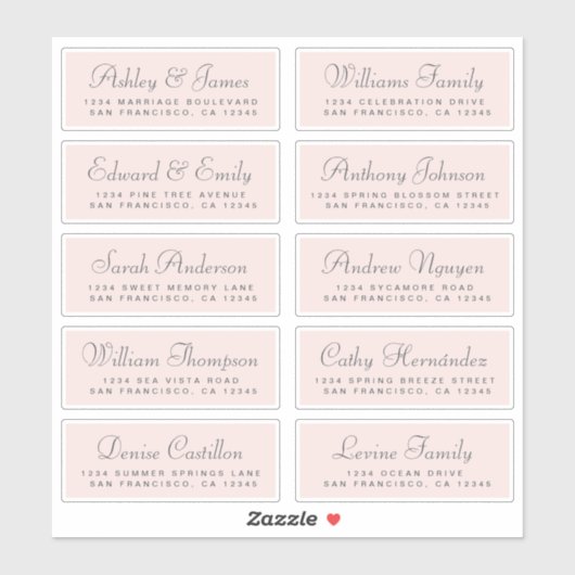 Chic Calligraphy Wedding Guest Address Labels (Blatt)