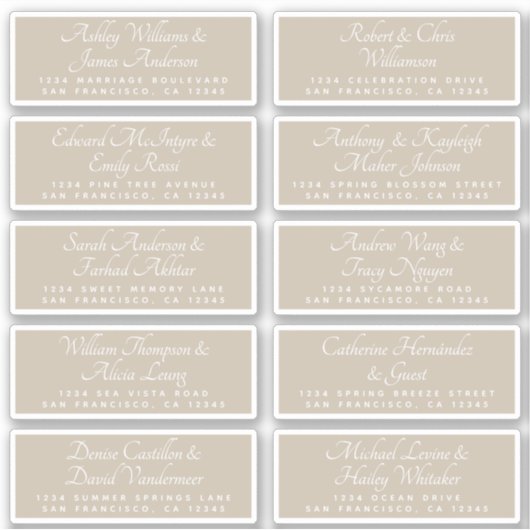 Chic Calligraphy Wedding Guest Address Labels (Vorderseite)