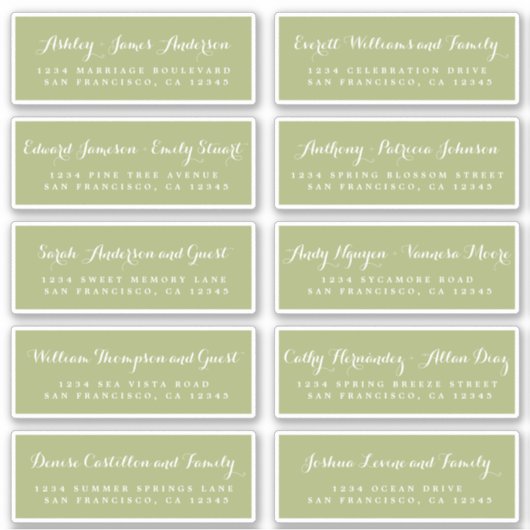 Chic Calligraphy Wedding Guest Address Labels (Vorderseite)