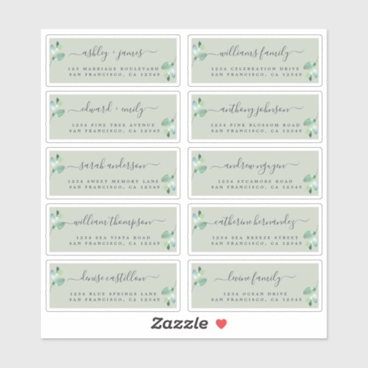 Chic Calligraphy Wedding Guest Address Labels (Blatt)