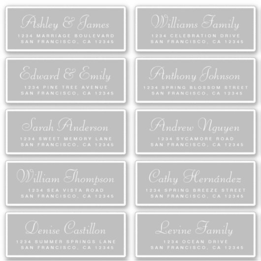 Chic Calligraphy Wedding Guest Address Labels (Vorderseite)