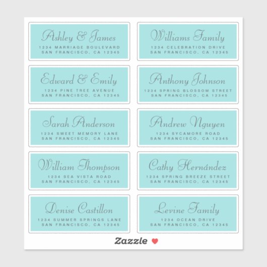 Chic Calligraphy Wedding Guest Address Labels (Blatt)
