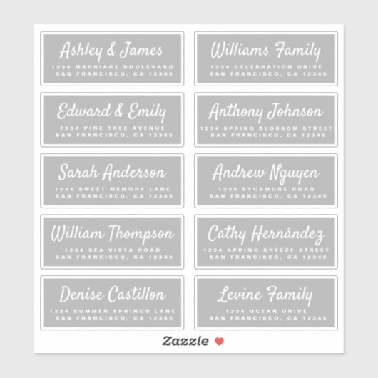Chic Calligraphy Wedding Guest Address Labels (Blatt)