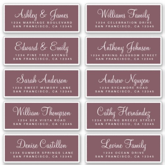 Chic Calligraphy Wedding Guest Address Labels (Vorderseite)