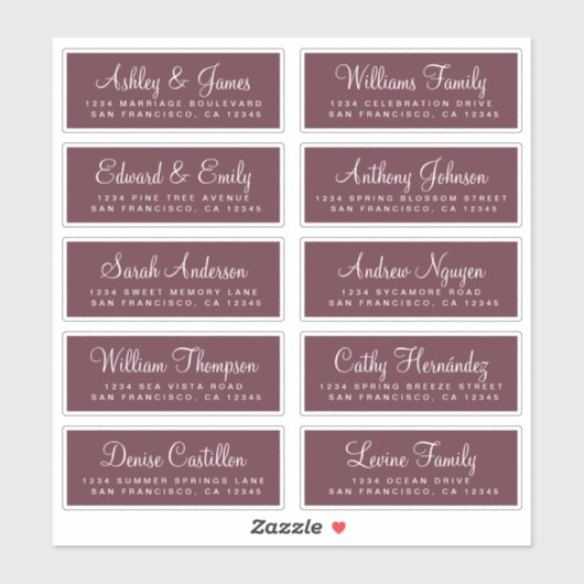 Chic Calligraphy Wedding Guest Address Labels (Blatt)