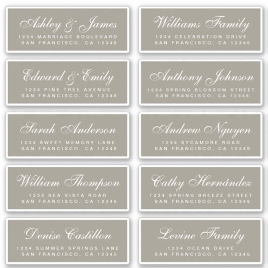 Chic Calligraphy Wedding Guest Address Labels (Vorderseite)