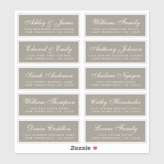 Chic Calligraphy Wedding Guest Address Labels (Blatt)