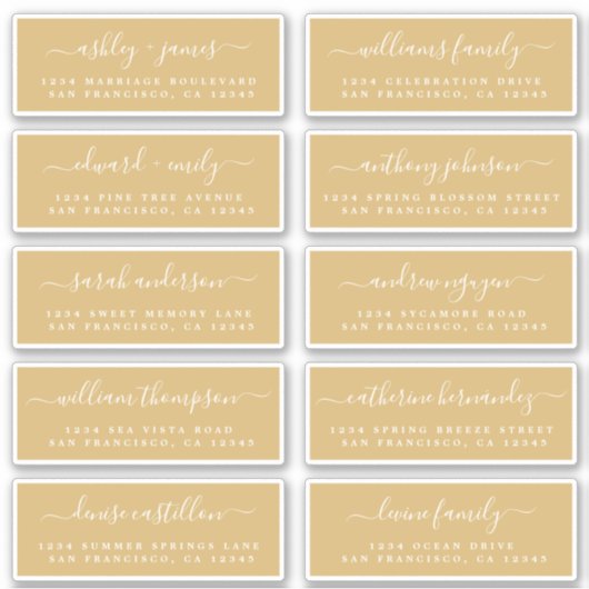 Chic Calligraphy Wedding Guest Address Labels (Vorderseite)