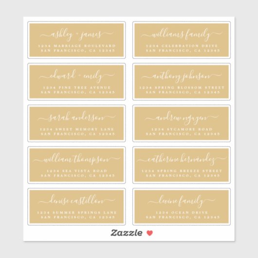 Chic Calligraphy Wedding Guest Address Labels (Blatt)